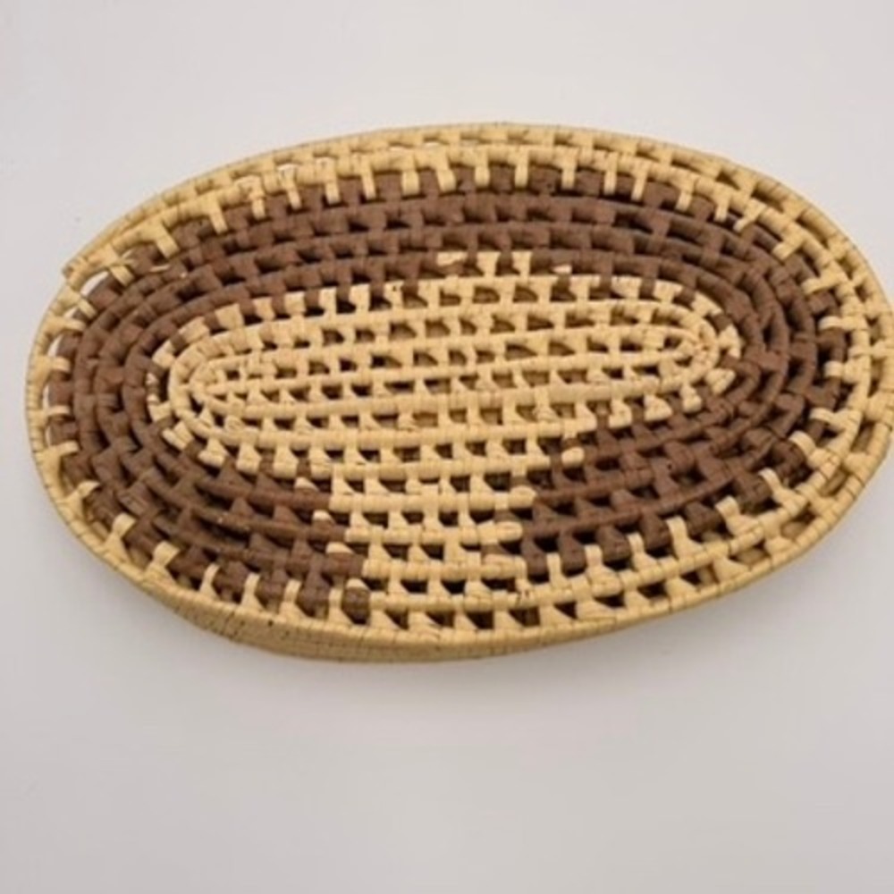 Unbranded Woven Placemats Set‎ of 6 OS Tan Brown Good Rustic Boho Oval Straw